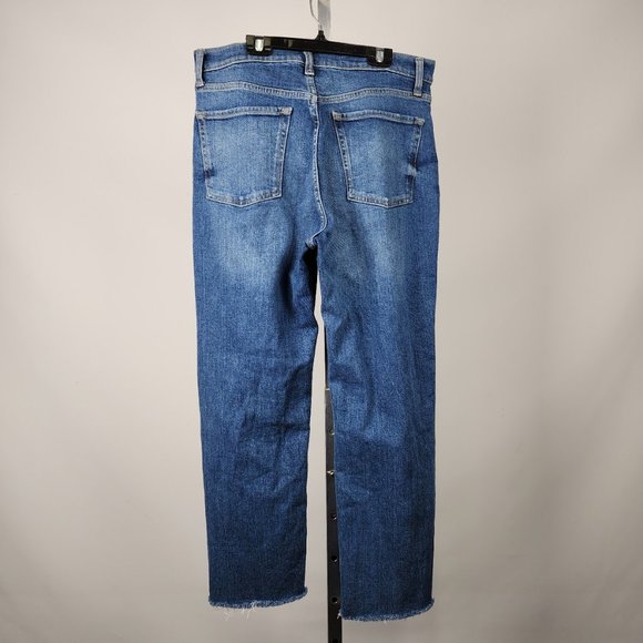 Old Navy Extra High Rise Distressed Straight Leg Jeans Size 12 - Picture 2 of 10